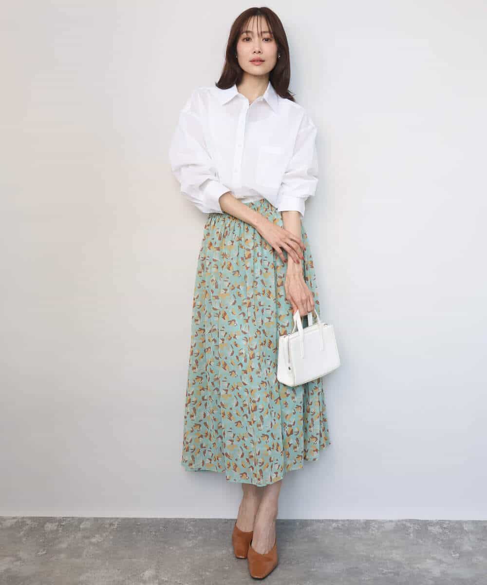 FKHGD05140 MK MICHEL KLEIN(MK ミッシェルクラン) [洗える]花柄シフォンスカート ネイビー