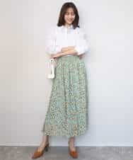 FKHGD05140 MK MICHEL KLEIN(MK ミッシェルクラン) [洗える]花柄シフォンスカート ネイビー