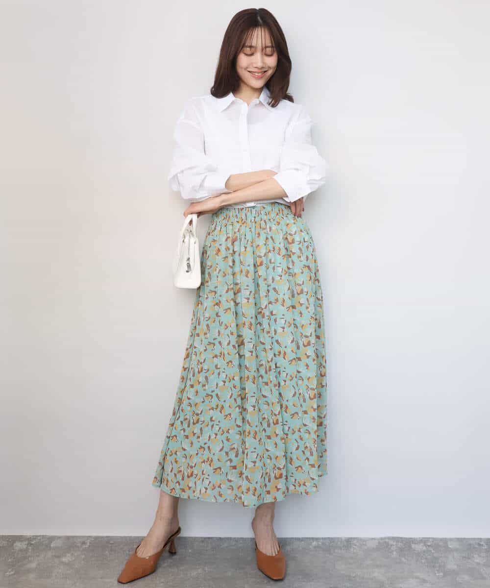 FKHGD05140 MK MICHEL KLEIN(MK ミッシェルクラン) [洗える]花柄シフォンスカート ネイビー