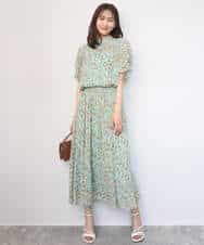 FKHGD05140 MK MICHEL KLEIN(MK ミッシェルクラン) [洗える]花柄シフォンスカート ネイビー