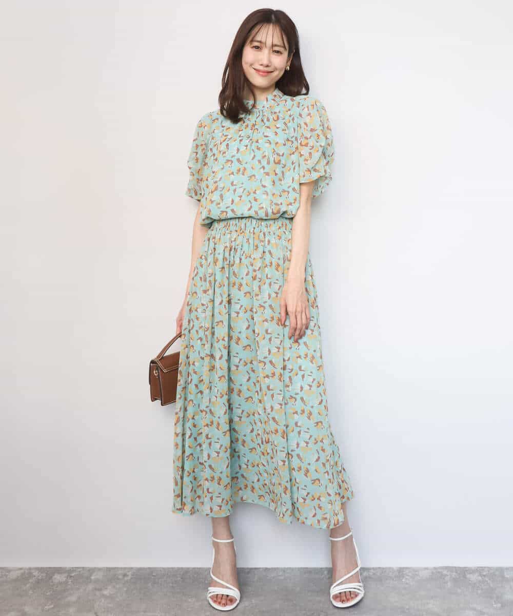 FKHGD05140 MK MICHEL KLEIN(MK ミッシェルクラン) [洗える]花柄シフォンスカート ネイビー