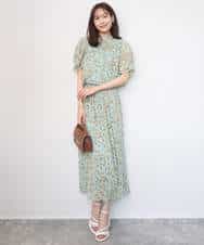 FKHGD05140 MK MICHEL KLEIN(MK ミッシェルクラン) [洗える]花柄シフォンスカート ネイビー