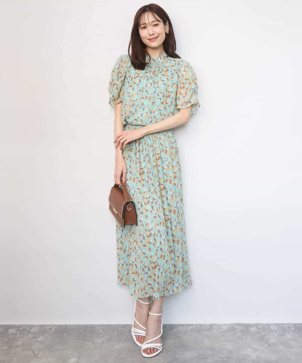 FKHGD05140 MK MICHEL KLEIN(MK ミッシェルクラン) [洗える]花柄シフォンスカート ネイビー