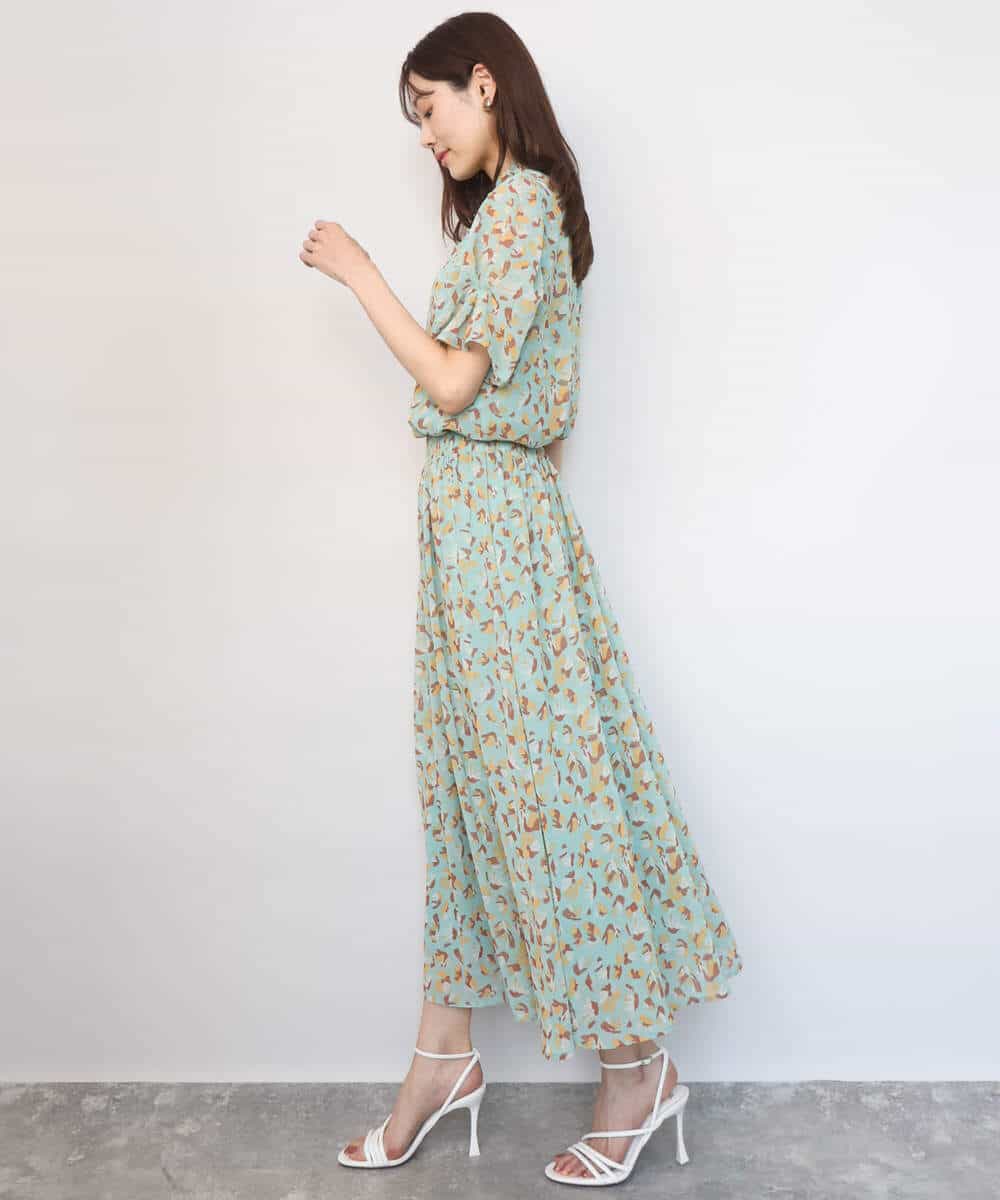 FKHGD05140 MK MICHEL KLEIN(MK ミッシェルクラン) [洗える]花柄シフォンスカート ネイビー