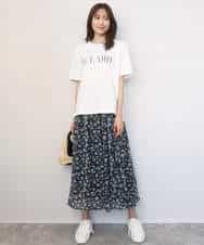 FKHGD05140 MK MICHEL KLEIN(MK ミッシェルクラン) [洗える]花柄シフォンスカート ネイビー