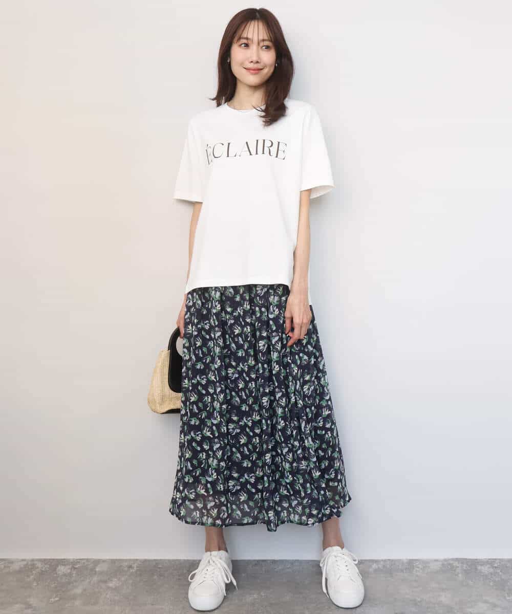 FKHGD05140 MK MICHEL KLEIN(MK ミッシェルクラン) [洗える]花柄シフォンスカート ネイビー