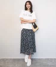 FKHGD05140 MK MICHEL KLEIN(MK ミッシェルクラン) [洗える]花柄シフォンスカート ネイビー