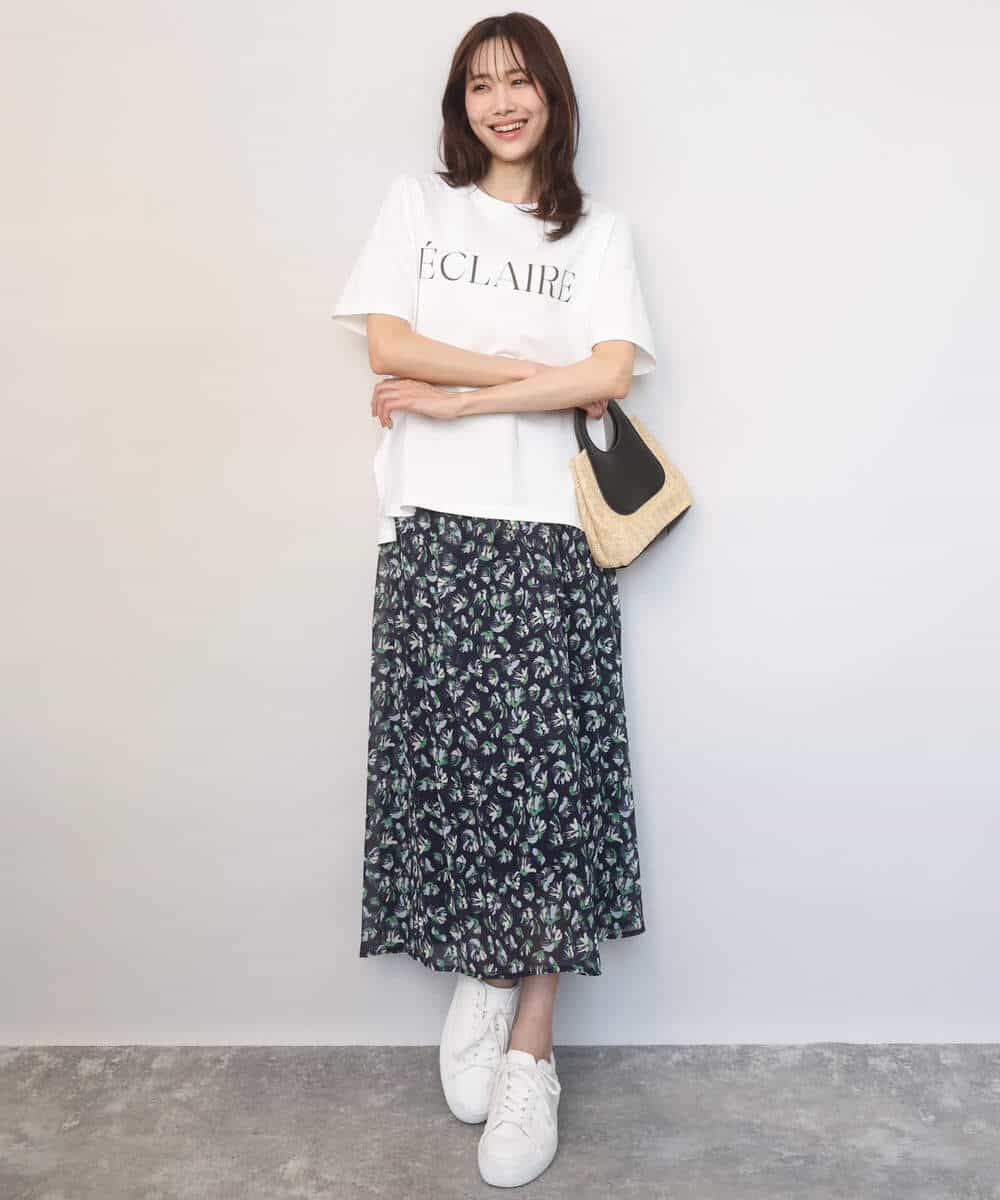 FKHGD05140 MK MICHEL KLEIN(MK ミッシェルクラン) [洗える]花柄シフォンスカート ネイビー