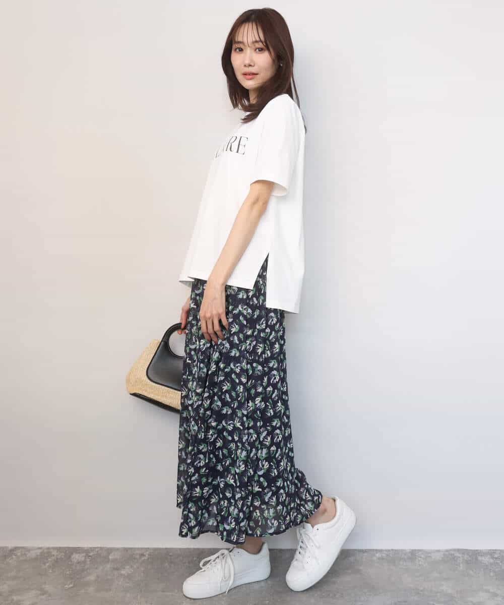 FKHGD05140 MK MICHEL KLEIN(MK ミッシェルクラン) [洗える]花柄シフォンスカート ネイビー