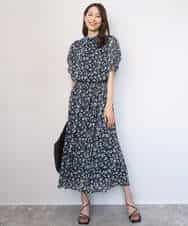FKHGD05140 MK MICHEL KLEIN(MK ミッシェルクラン) [洗える]花柄シフォンスカート ネイビー