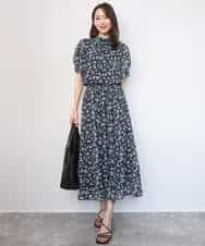 FKHGD05140 MK MICHEL KLEIN(MK ミッシェルクラン) [洗える]花柄シフォンスカート ネイビー