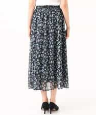 FKHGD05140 MK MICHEL KLEIN(MK ミッシェルクラン) [洗える]花柄シフォンスカート ネイビー