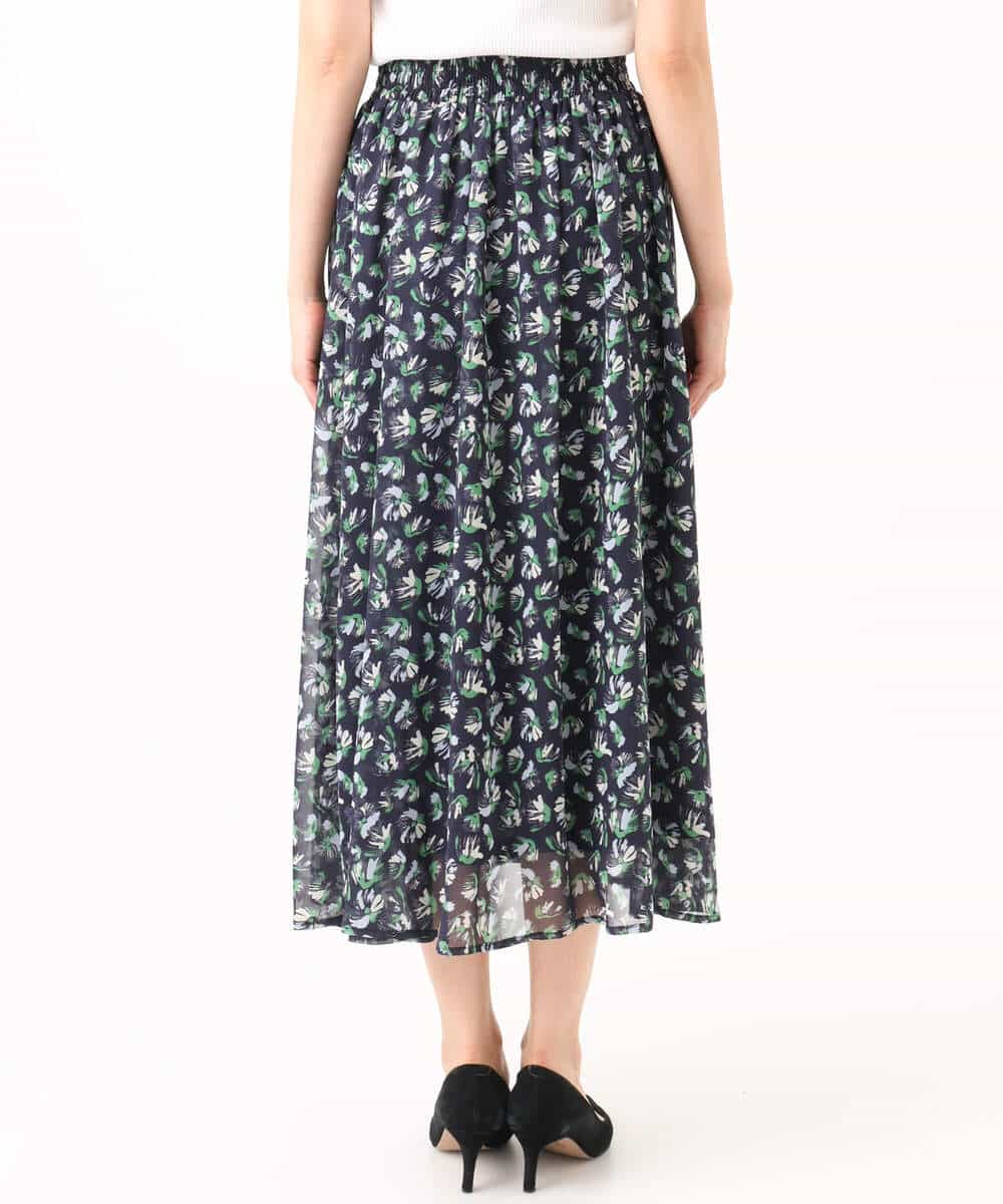 FKHGD05140 MK MICHEL KLEIN(MK ミッシェルクラン) [洗える]花柄シフォンスカート ネイビー