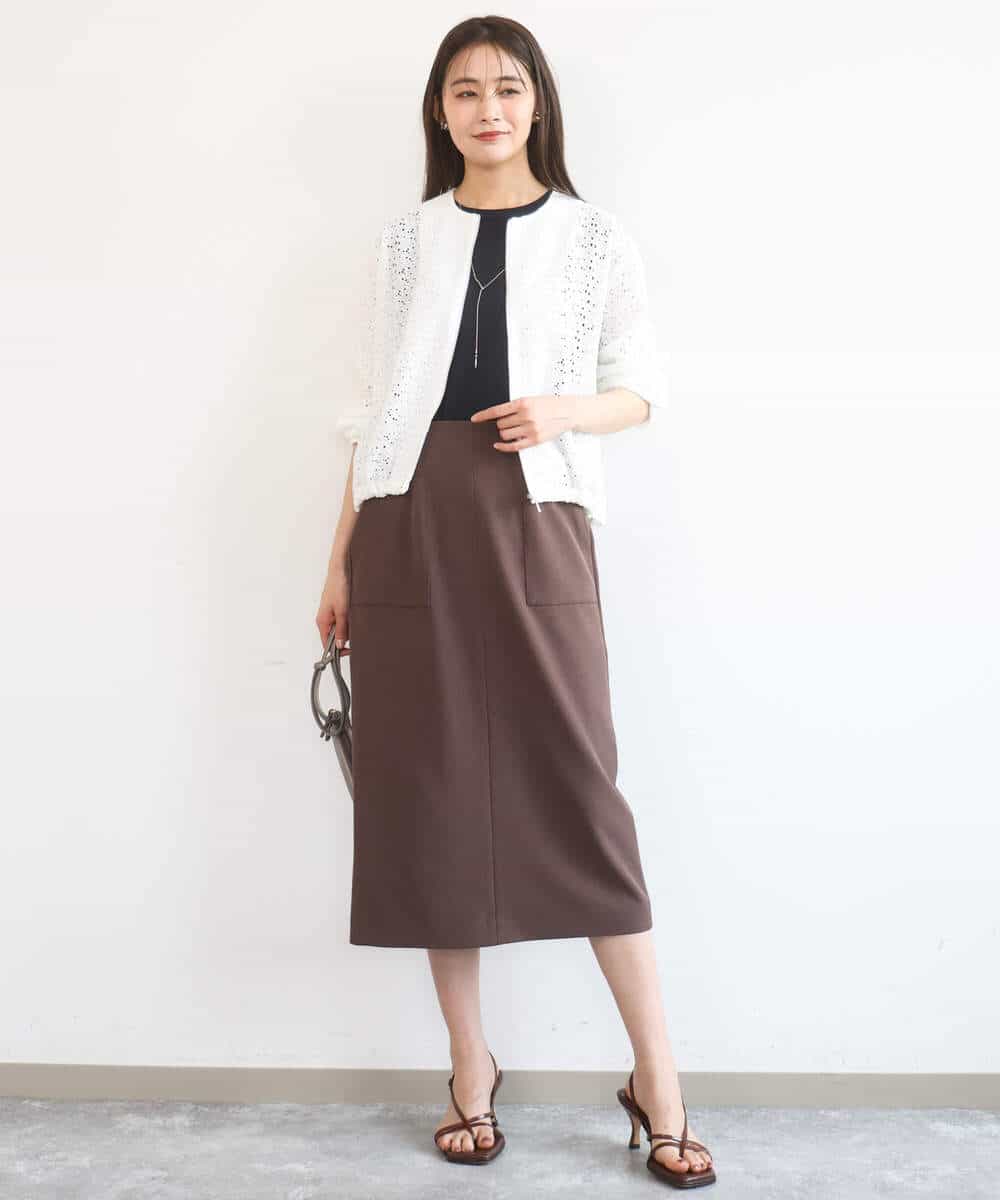 FKHGD40150 MK MICHEL KLEIN(MK ミッシェルクラン) [洗える]ポケットデザインストレッチタイトスカート ブラウン