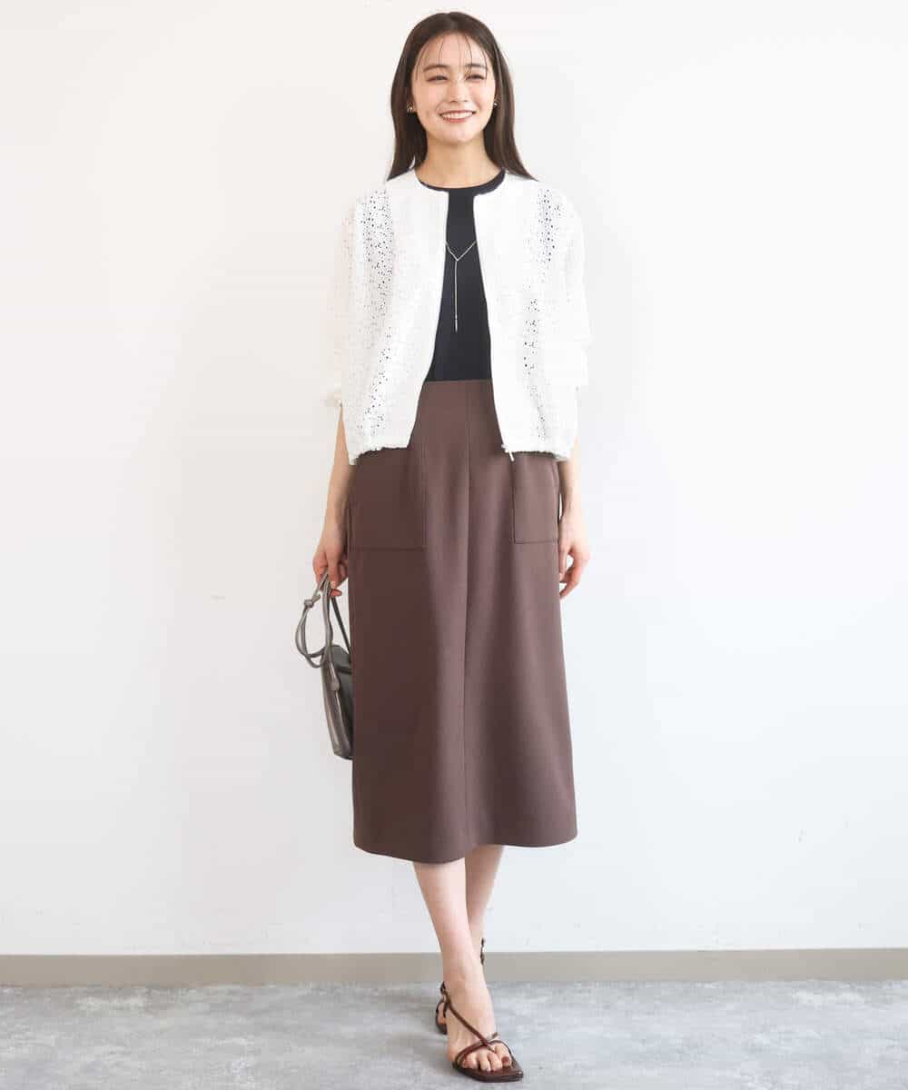 FKHGD40150 MK MICHEL KLEIN(MK ミッシェルクラン) [洗える]ポケットデザインストレッチタイトスカート ブラウン