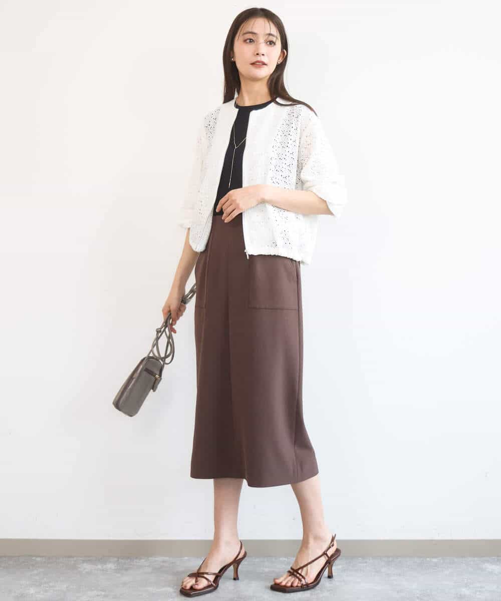 FKHGD40150 MK MICHEL KLEIN(MK ミッシェルクラン) [洗える]ポケットデザインストレッチタイトスカート ブラウン
