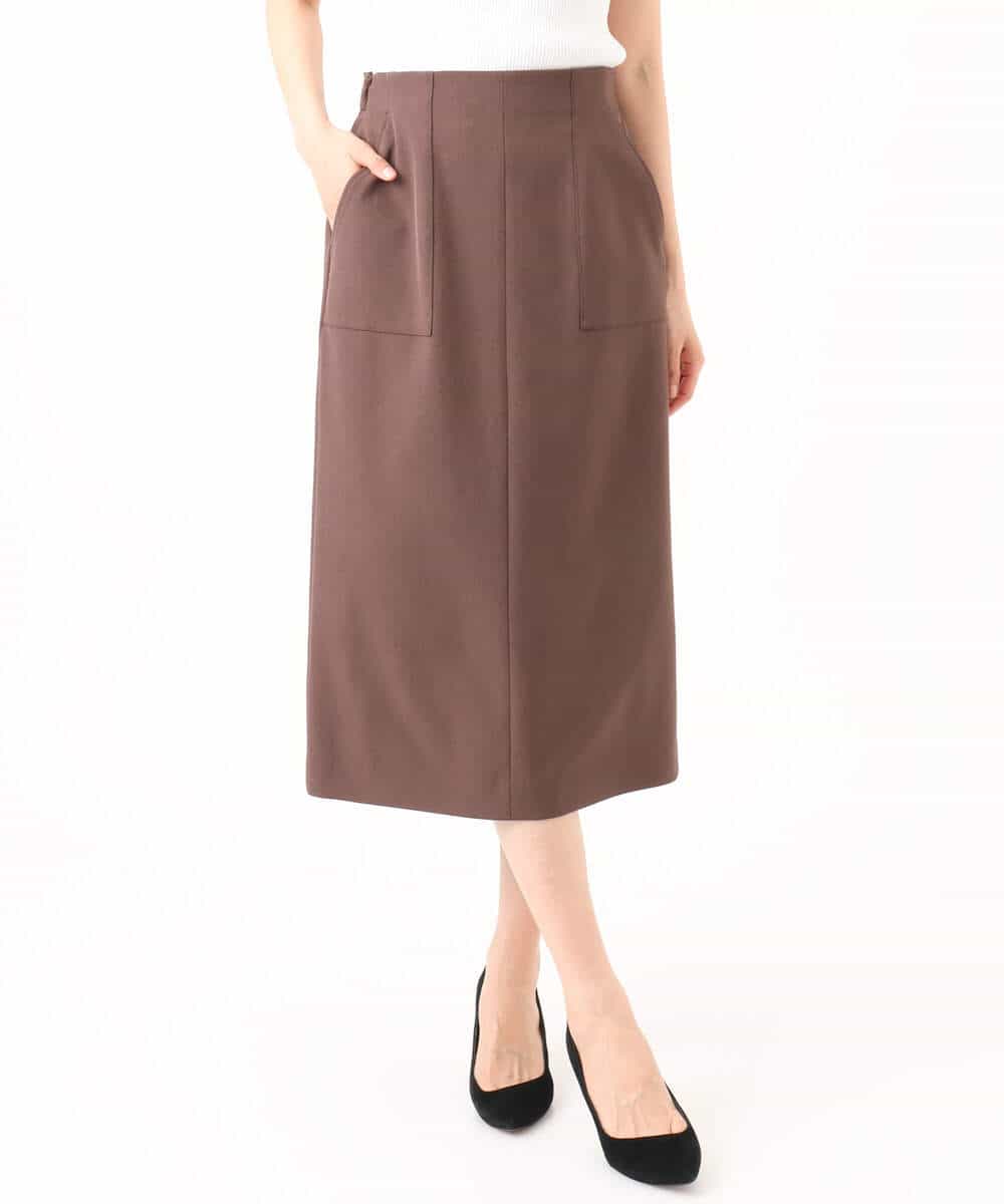 FKHGD40150 MK MICHEL KLEIN(MK ミッシェルクラン) [洗える]ポケットデザインストレッチタイトスカート ブラウン