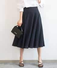 FKHGD45170 MK MICHEL KLEIN(MK ミッシェルクラン) [洗える]シアーチェック柄フレアスカート ネイビー