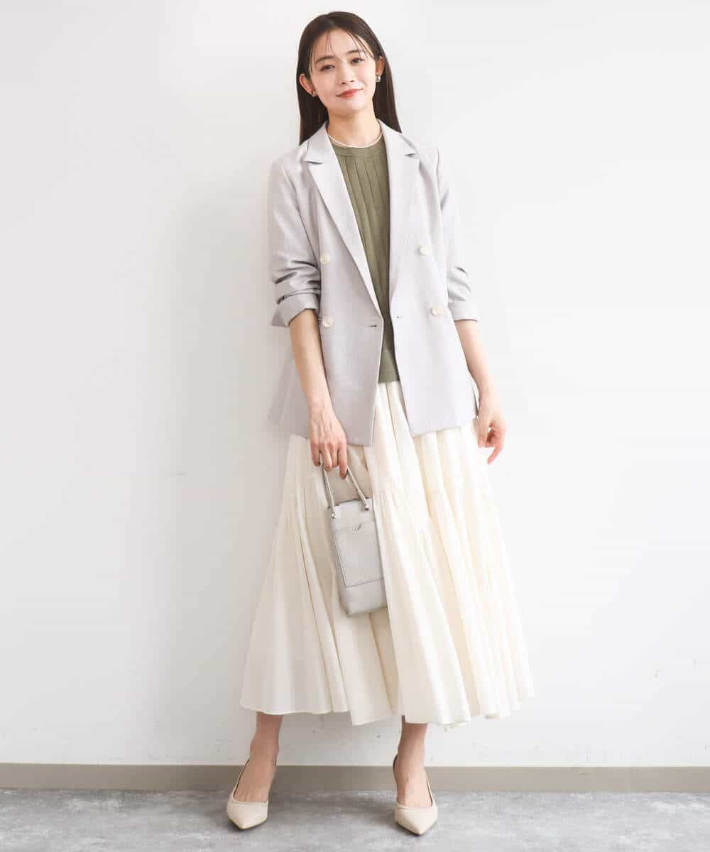 FKHGD47170 MK MICHEL KLEIN(MK ミッシェルクラン) [洗える]コットンシフォンギャザースカート ダークグレー