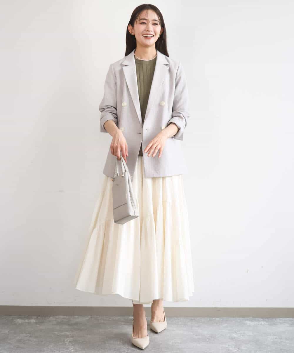 FKHGD47170 MK MICHEL KLEIN(MK ミッシェルクラン) [洗える]コットンシフォンギャザースカート ダークグレー