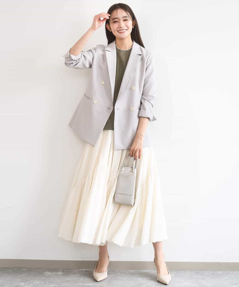FKHGD47170 MK MICHEL KLEIN(MK ミッシェルクラン) [洗える]コットンシフォンギャザースカート ダークグレー