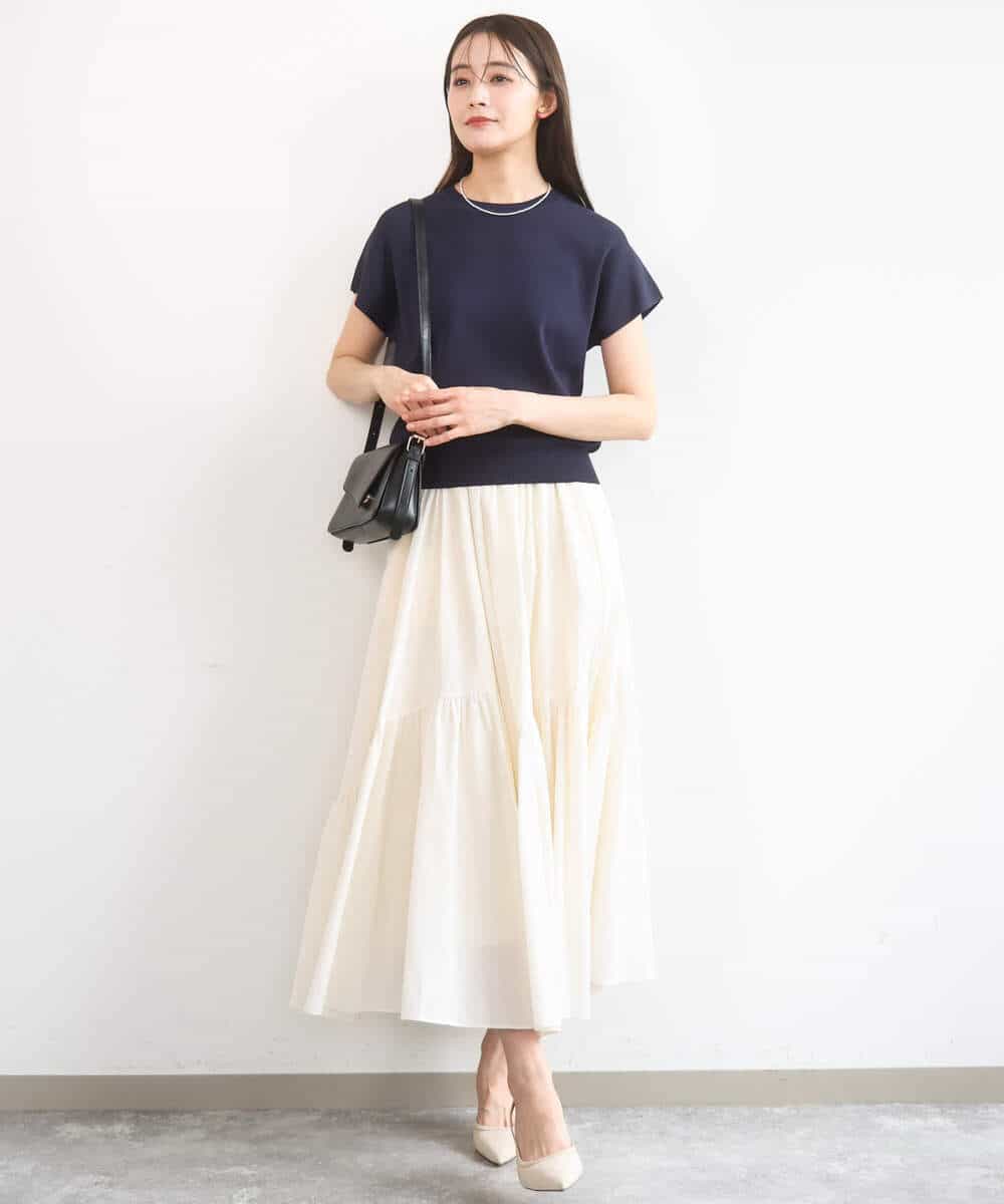 FKHGD47170 MK MICHEL KLEIN(MK ミッシェルクラン) [洗える]コットンシフォンギャザースカート ダークグレー