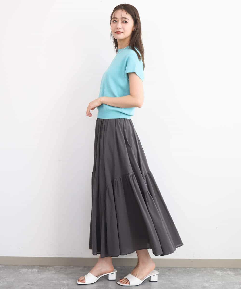 FKHGD47170 MK MICHEL KLEIN(MK ミッシェルクラン) [洗える]コットンシフォンギャザースカート ダークグレー