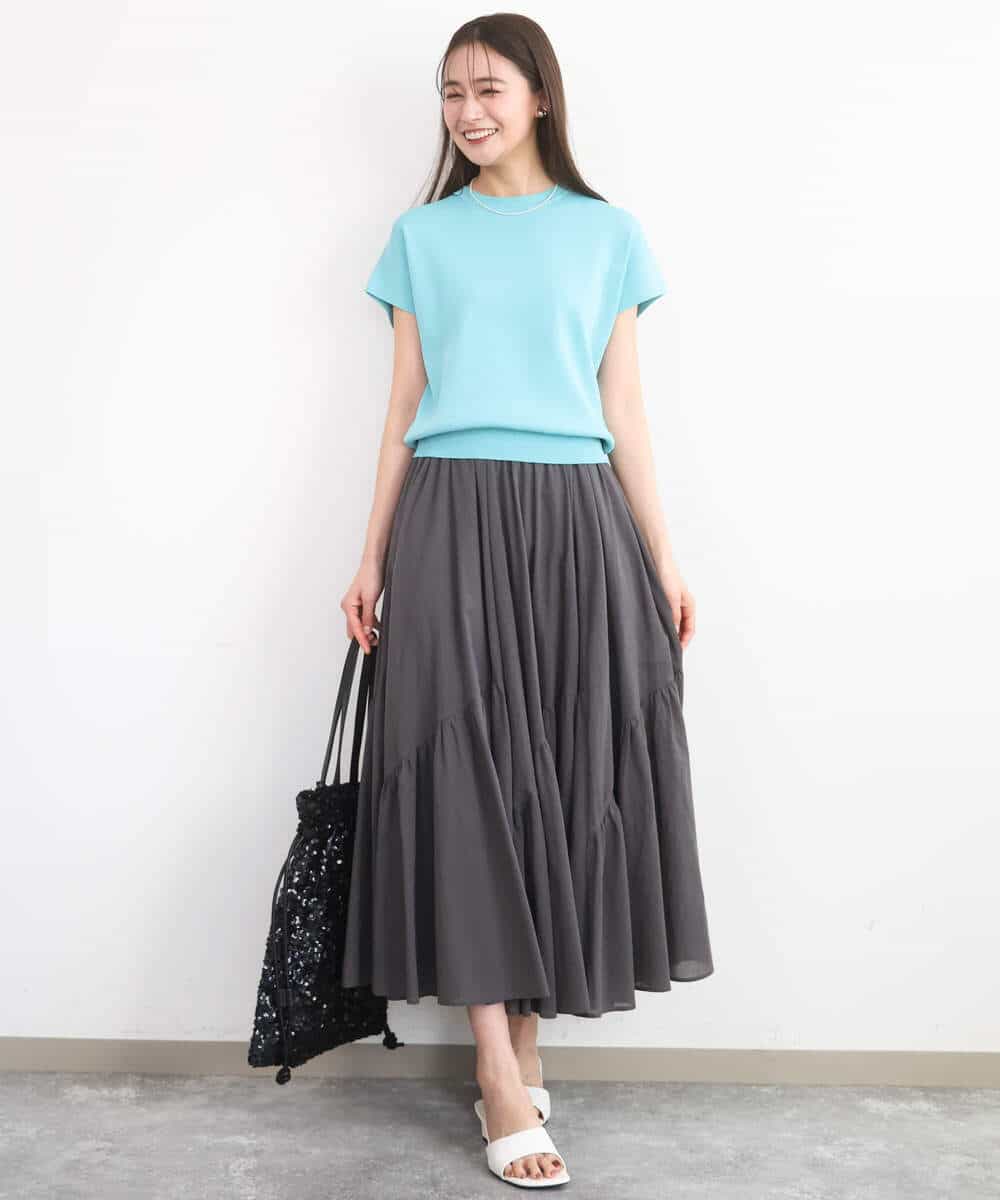 FKHGD47170 MK MICHEL KLEIN(MK ミッシェルクラン) [洗える]コットンシフォンギャザースカート ダークグレー