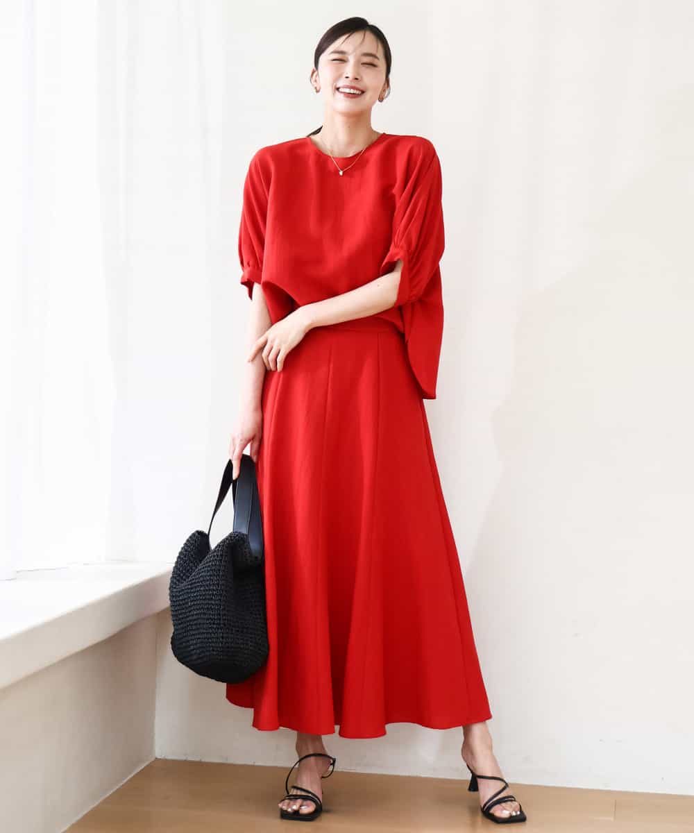 FKHGD55170 MK MICHEL KLEIN(MK ミッシェルクラン) [UVカット/洗える]リネン混フレアースカート ベージュ