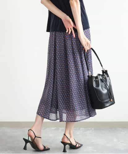 FKHJD28150  [洗える]ジオメトリック柄シフォンスカート