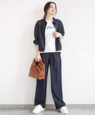 FKJGD36210 MK MICHEL KLEIN(MK ミッシェルクラン) [SANAGARAシリーズ/UVカット/接触冷感/洗える]デニムライク 衿付きジップアップブルゾン ネイビー
