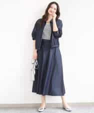 FKJGD36210 MK MICHEL KLEIN(MK ミッシェルクラン) [SANAGARAシリーズ/UVカット/接触冷感/洗える]デニムライク 衿付きジップアップブルゾン ネイビー