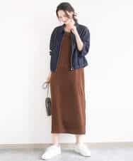 FKJGD36210 MK MICHEL KLEIN(MK ミッシェルクラン) [SANAGARAシリーズ/UVカット/接触冷感/洗える]デニムライク 衿付きジップアップブルゾン ネイビー