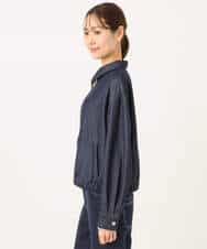 FKJGD36210 MK MICHEL KLEIN(MK ミッシェルクラン) [SANAGARAシリーズ/UVカット/接触冷感/洗える]デニムライク 衿付きジップアップブルゾン ネイビー