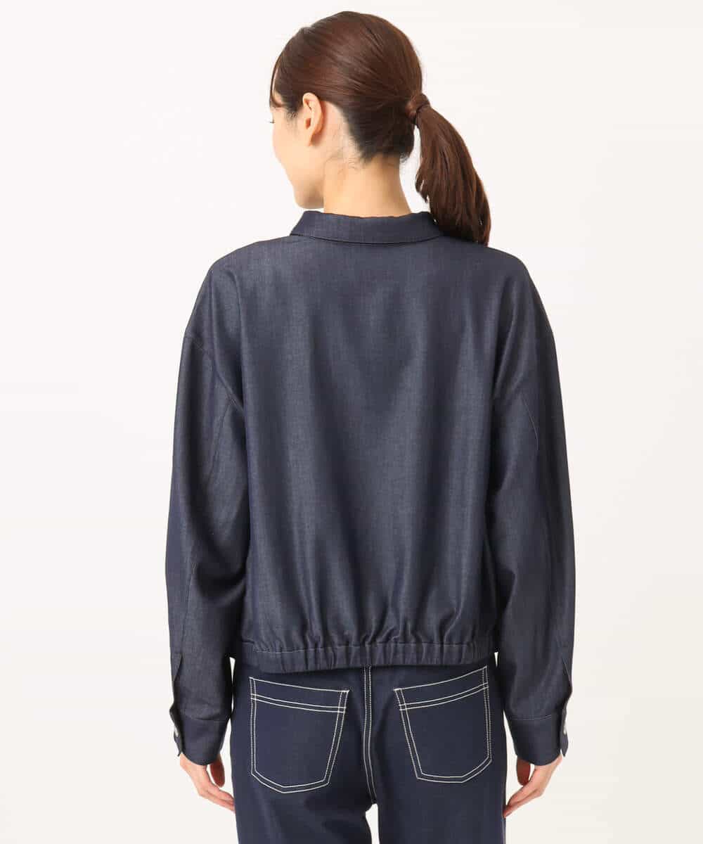 FKJGD36210 MK MICHEL KLEIN(MK ミッシェルクラン) [SANAGARAシリーズ/UVカット/接触冷感/洗える]デニムライク 衿付きジップアップブルゾン ネイビー