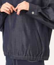 FKJGD36210 MK MICHEL KLEIN(MK ミッシェルクラン) [SANAGARAシリーズ/UVカット/接触冷感/洗える]デニムライク 衿付きジップアップブルゾン ネイビー