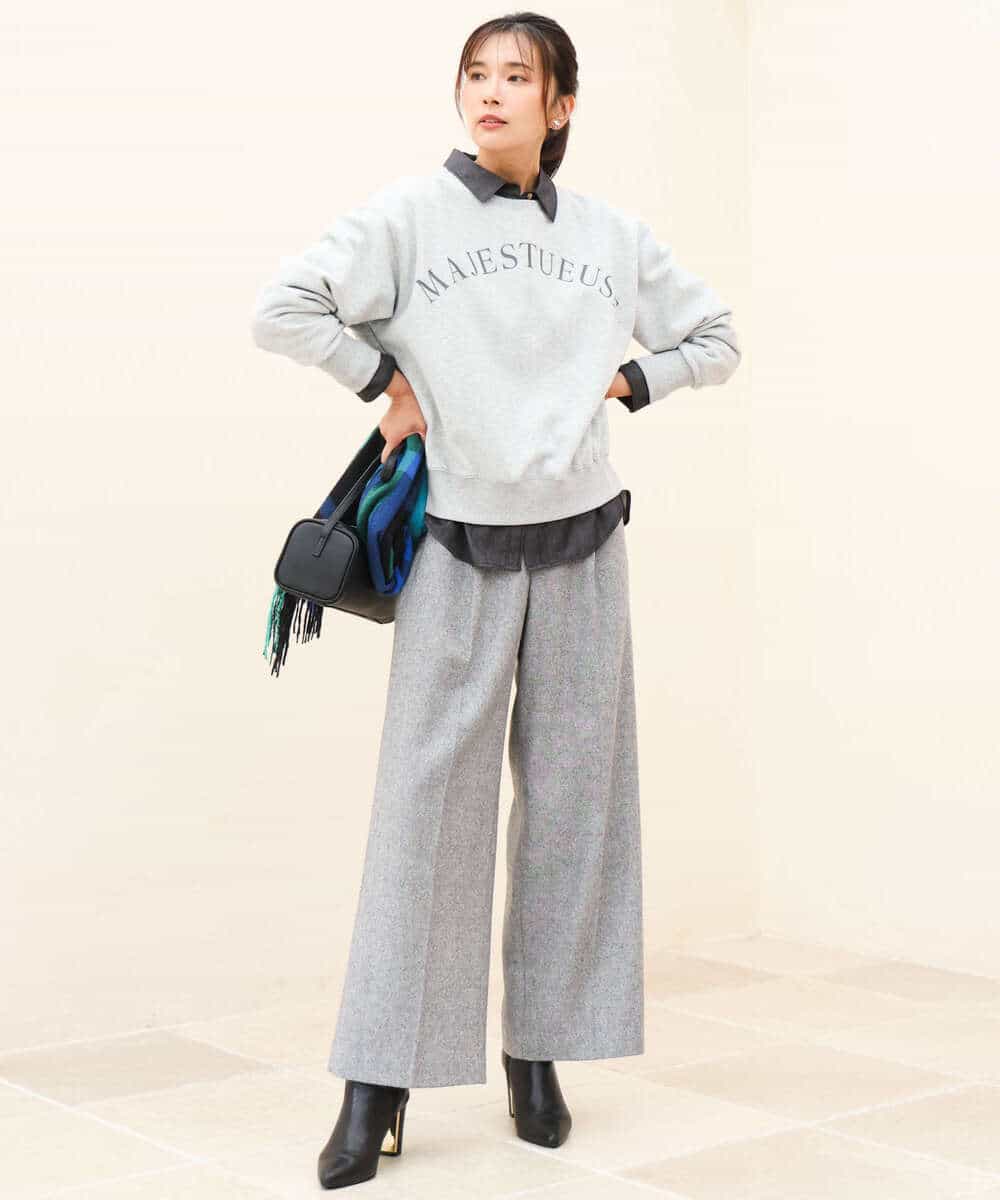 FKKAG50140 MK MICHEL KLEIN(MK ミッシェルクラン) [裏起毛/洗える]ロゴ裏毛スウェット グレー