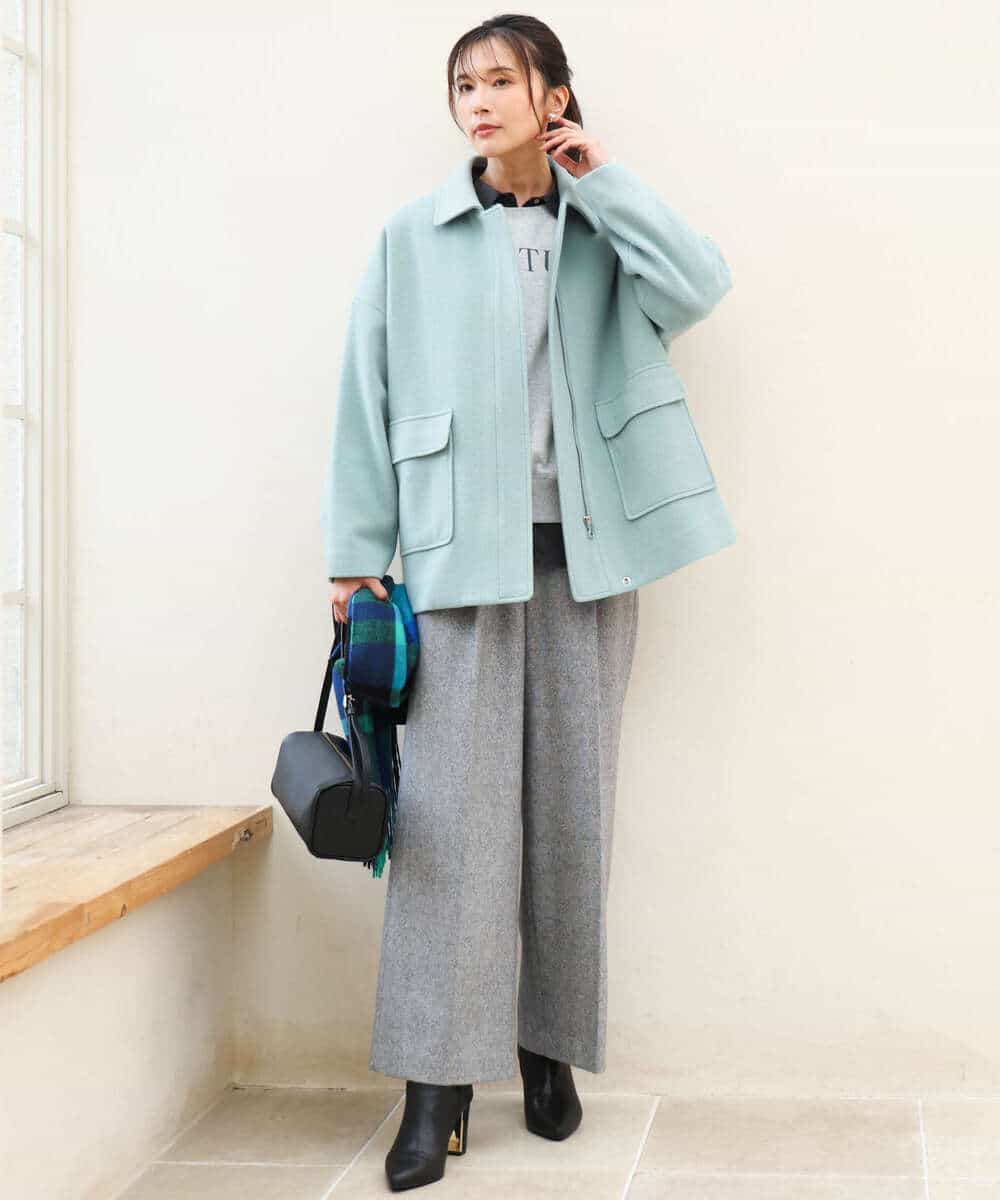 FKKAG50140 MK MICHEL KLEIN(MK ミッシェルクラン) [裏起毛/洗える]ロゴ裏毛スウェット グレー