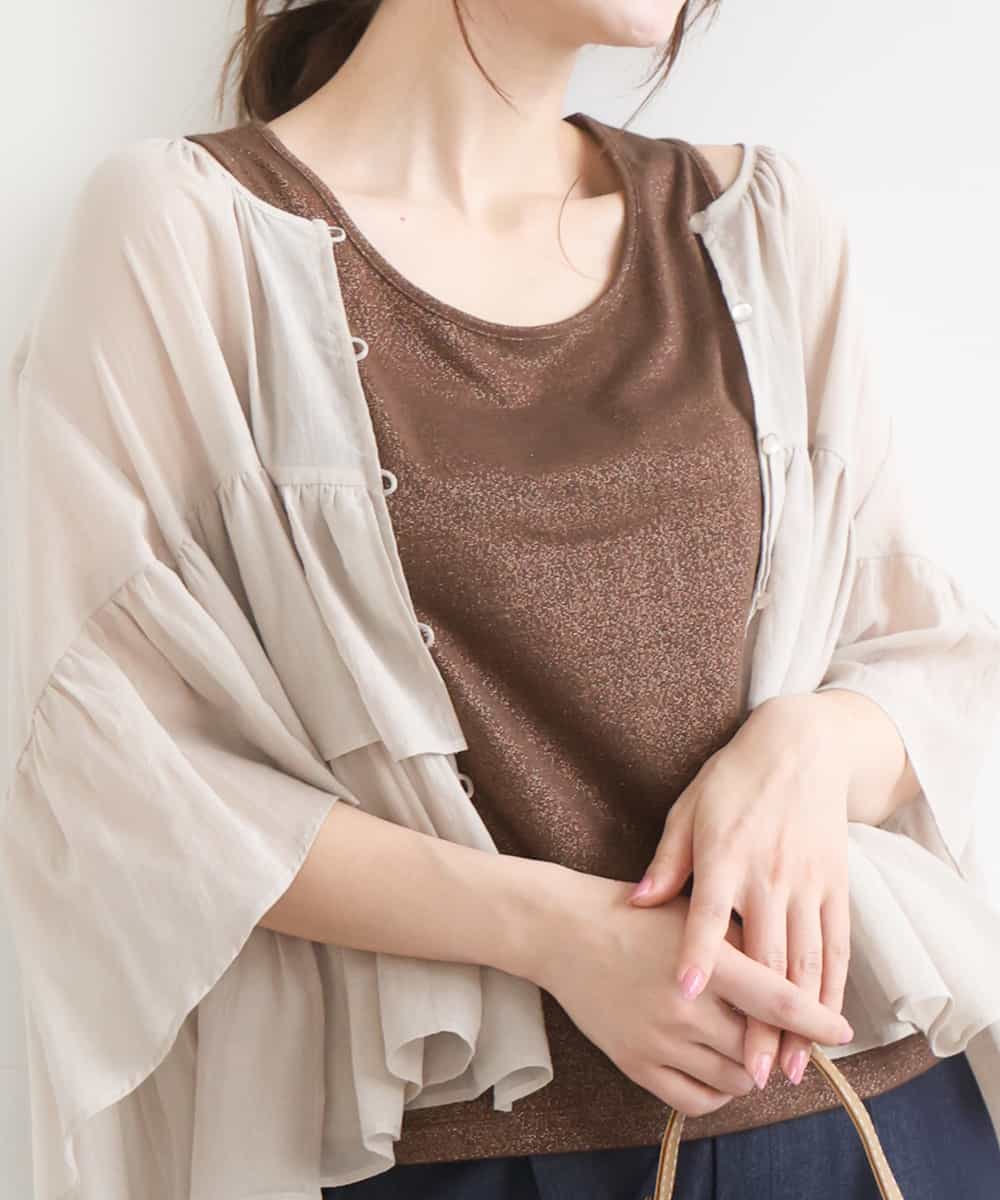 FKKGD32045 MK MICHEL KLEIN(MK ミッシェルクラン) [UVカット/洗える]ラメタンクトップ ブラウン