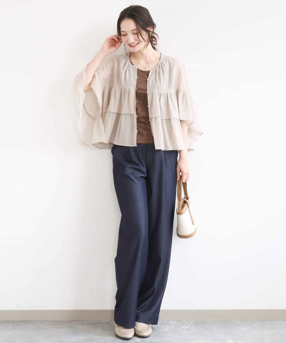 FKKGD32045 MK MICHEL KLEIN(MK ミッシェルクラン) [UVカット/洗える]ラメタンクトップ ブラウン