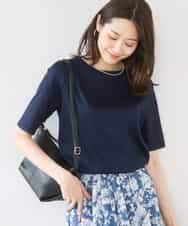 FKKGD33090 MK MICHEL KLEIN(MK ミッシェルクラン) [洗える]シルケットフライス半袖カットソー ネイビー