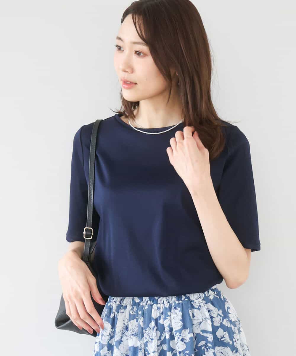 FKKGD33090 MK MICHEL KLEIN(MK ミッシェルクラン) [洗える]シルケットフライス半袖カットソー ホワイト