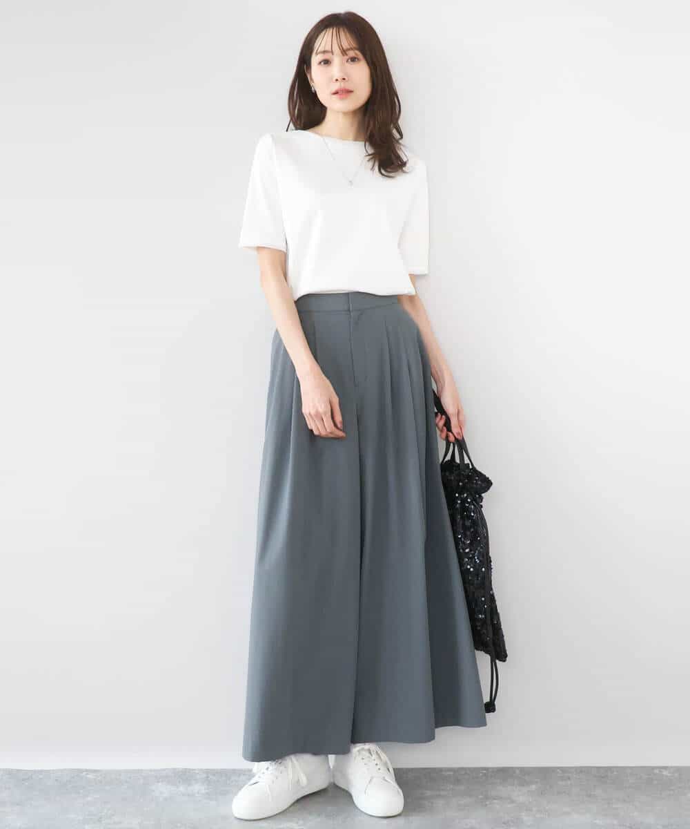 FKKGD33090 MK MICHEL KLEIN(MK ミッシェルクラン) [洗える]シルケットフライス半袖カットソー ホワイト