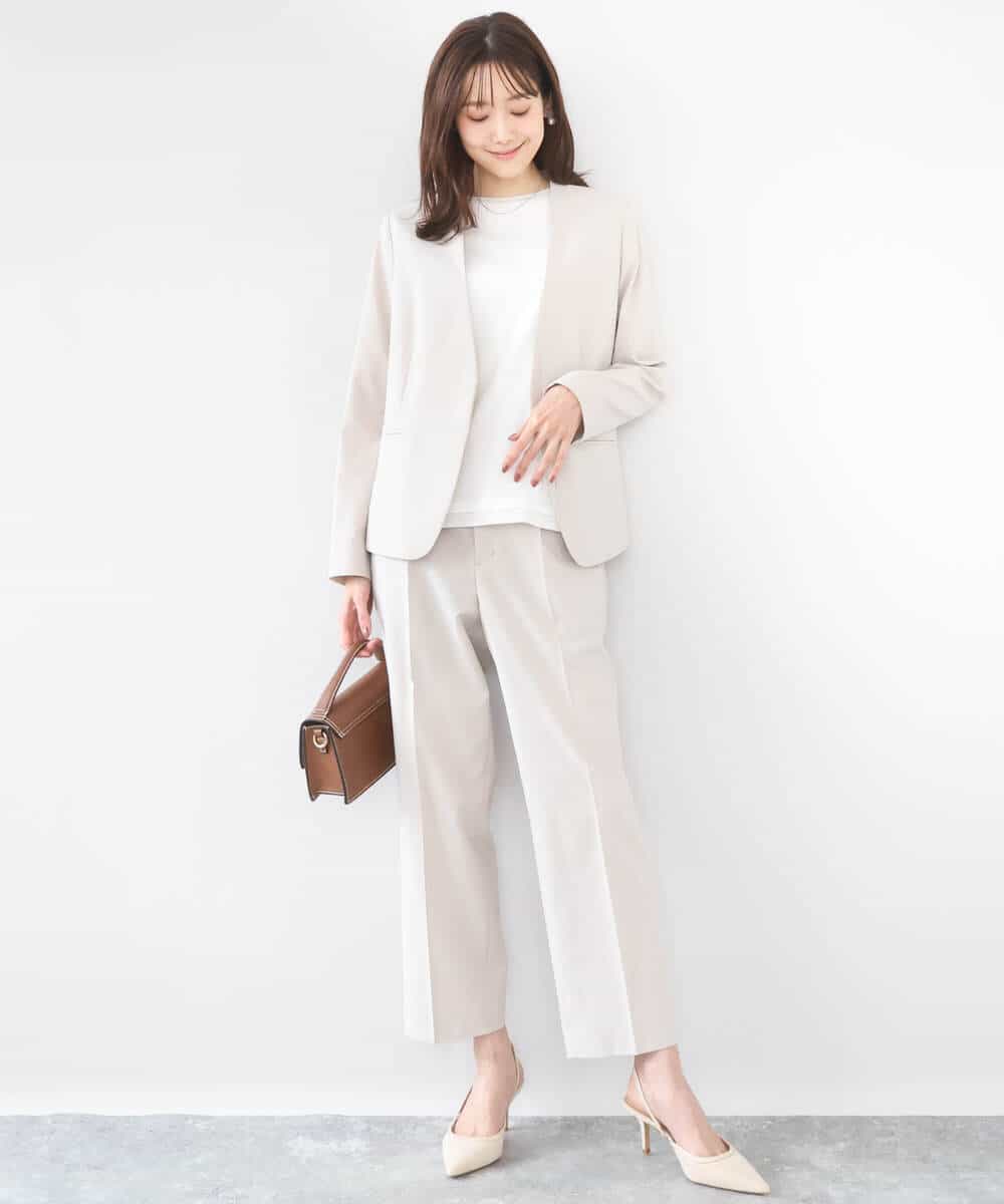 FKKGD33090 MK MICHEL KLEIN(MK ミッシェルクラン) [洗える]シルケットフライス半袖カットソー ホワイト