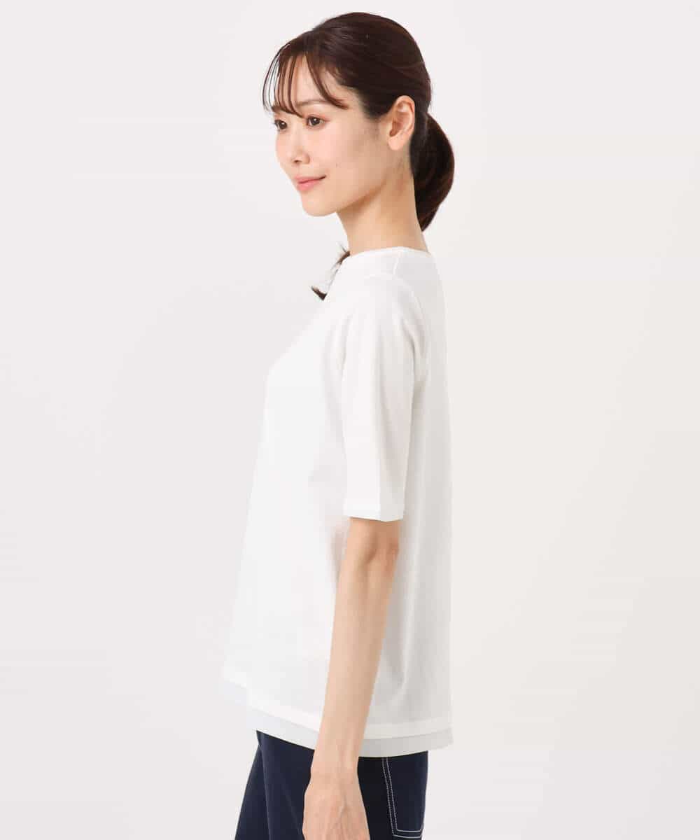 FKKGD33090 MK MICHEL KLEIN(MK ミッシェルクラン) [洗える]シルケットフライス半袖カットソー ホワイト