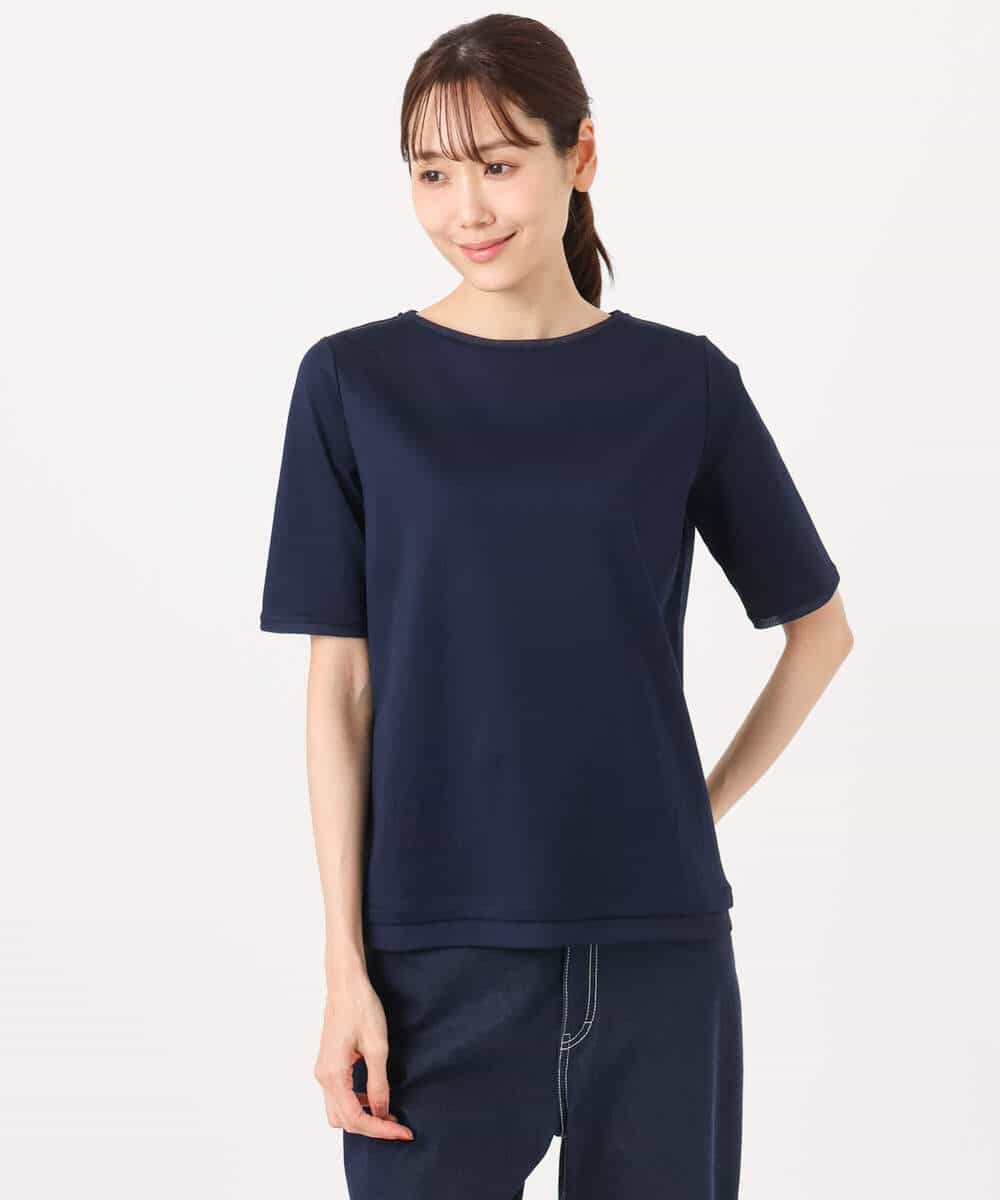 FKKGD33090 MK MICHEL KLEIN(MK ミッシェルクラン) [洗える]シルケットフライス半袖カットソー ホワイト