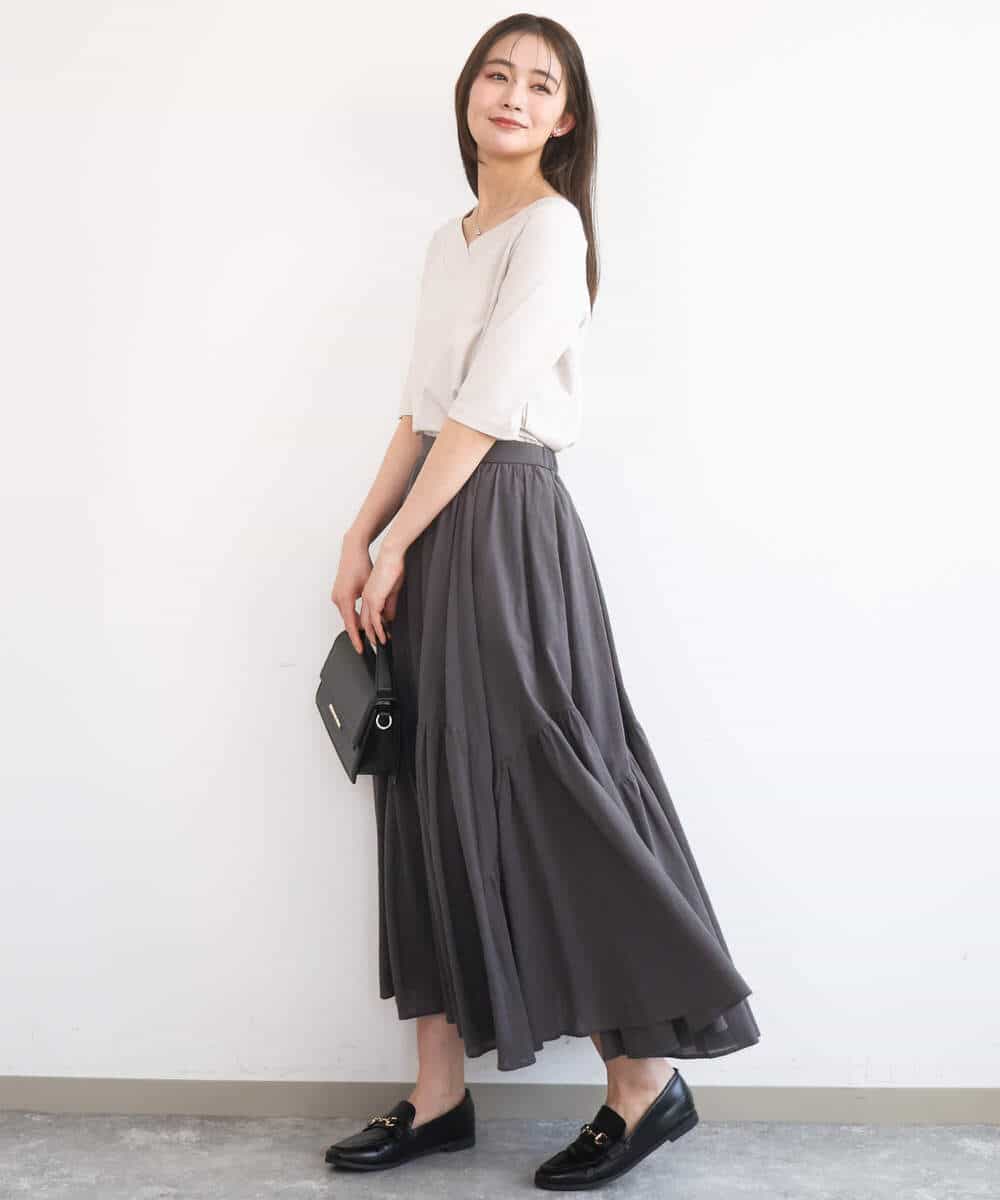 FKKGD40090 MK MICHEL KLEIN(MK ミッシェルクラン) [UVカット/接触冷感/洗える]2wayネックデザインポンチカットソー ベージュ