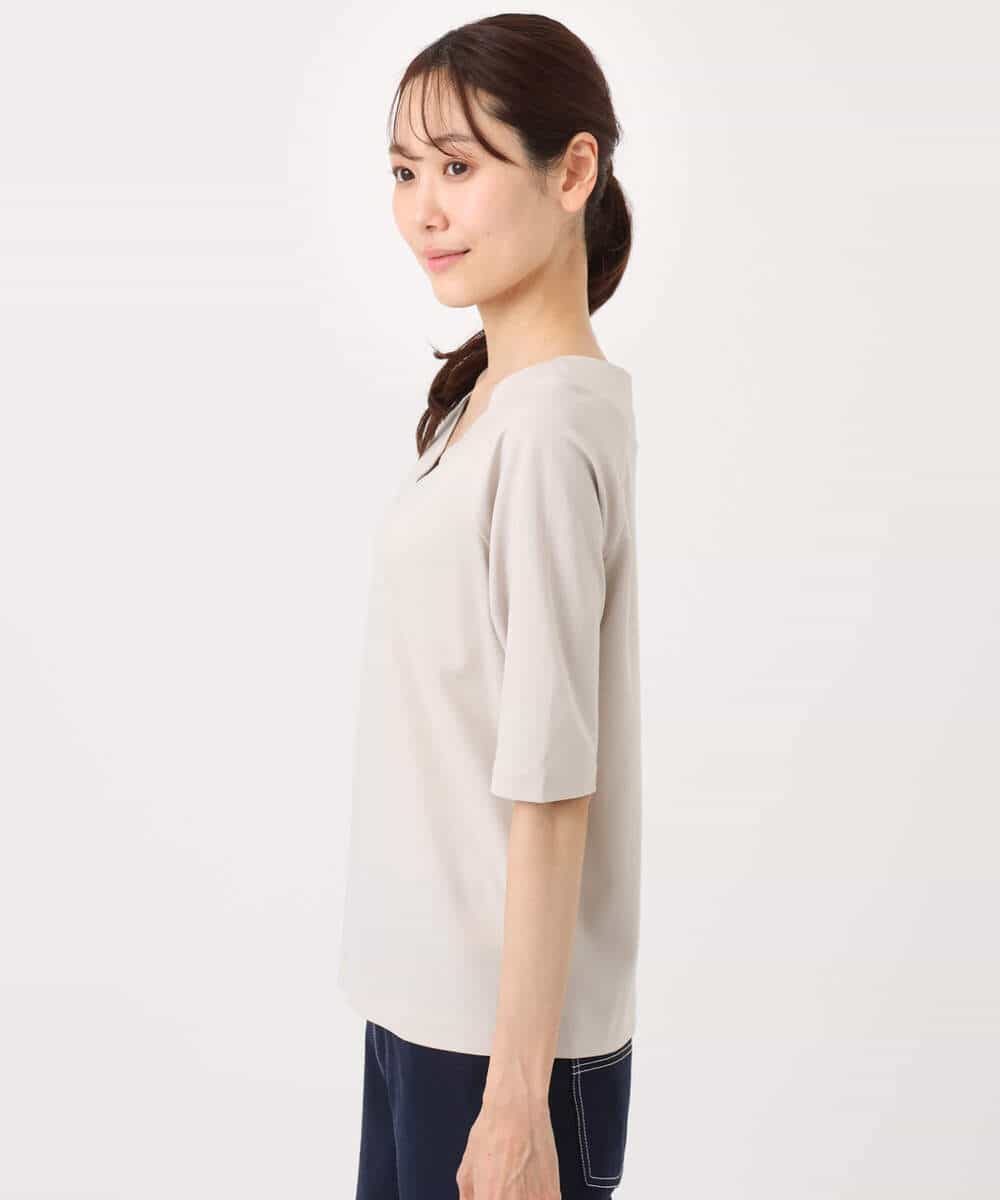 FKKGD40090 MK MICHEL KLEIN(MK ミッシェルクラン) [UVカット/接触冷感/洗える]2wayネックデザインポンチカットソー ベージュ