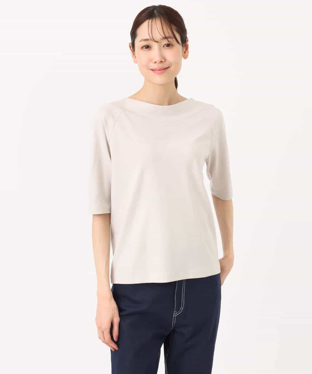 FKKGD40090 MK MICHEL KLEIN(MK ミッシェルクラン) [UVカット/接触冷感/洗える]2wayネックデザインポンチカットソー ベージュ