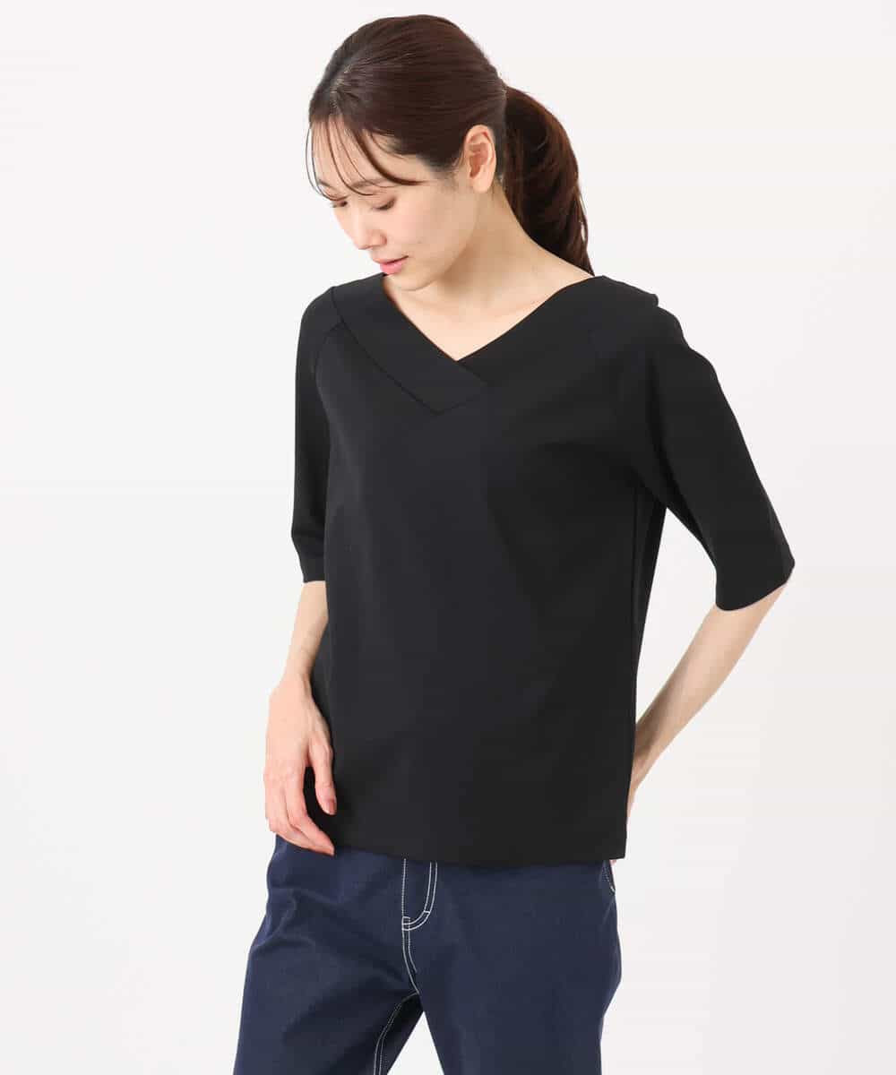 FKKGD40090 MK MICHEL KLEIN(MK ミッシェルクラン) [UVカット/接触冷感/洗える]2wayネックデザインポンチカットソー ベージュ